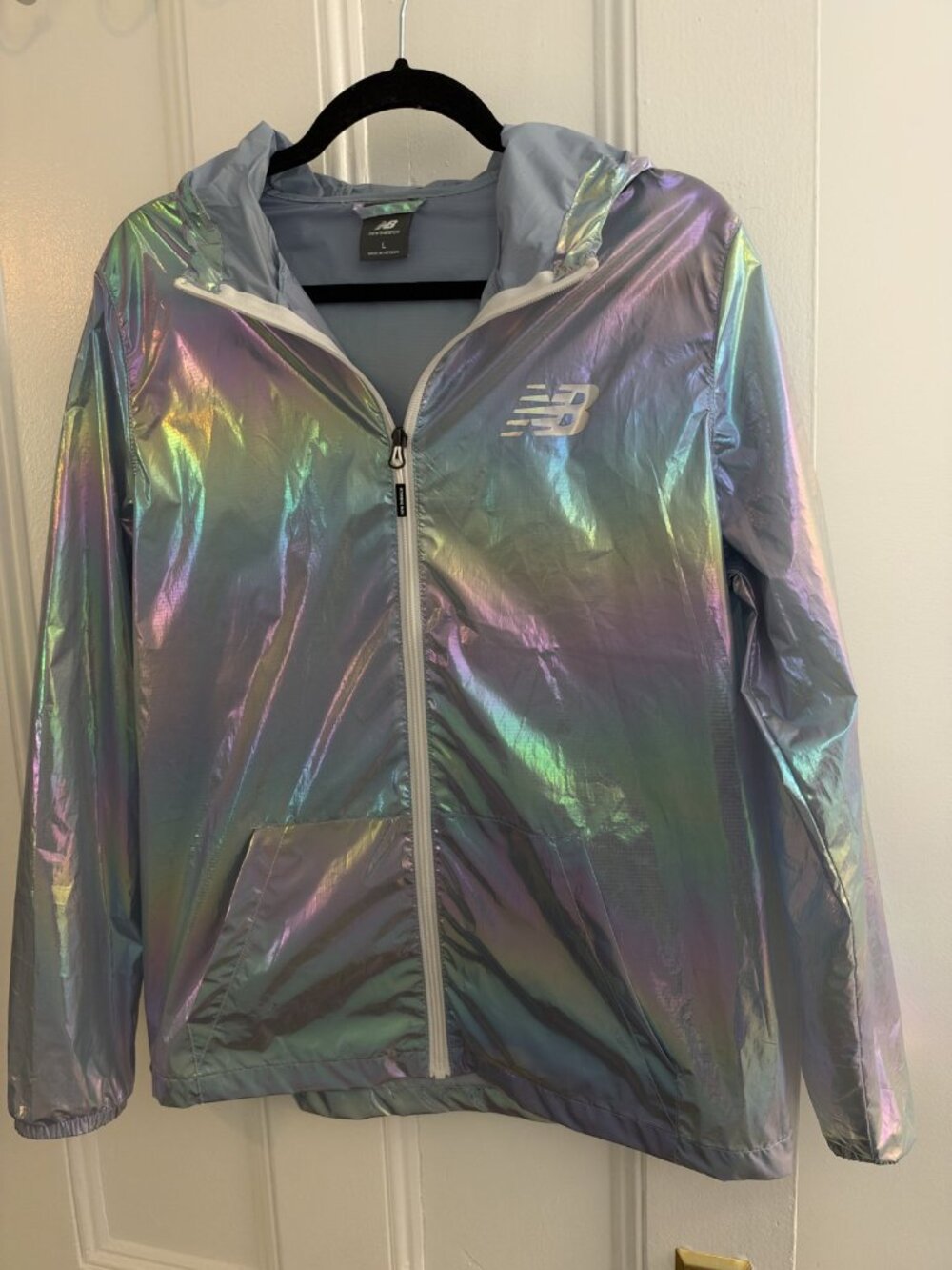 New Balance Iridescent Hooded Windbreaker Jacket L